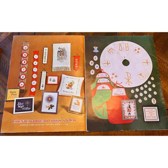 Vintage Christmas Needlepoint Cross Stitch Pattern Books 1977 and 1981, Holiday - Picture 2 of 5